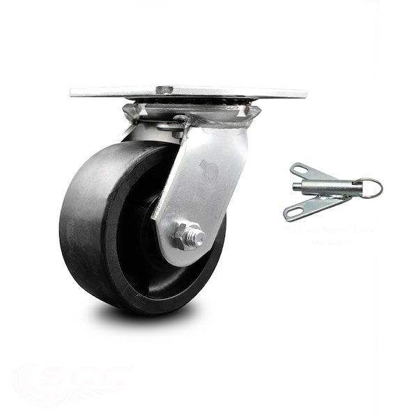 5 Inch Heavy Duty Glass Filled Nylon Caster with Ball Bearing and Swivel Lock